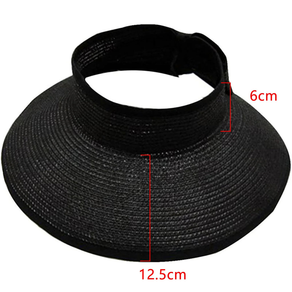 Women's Foldable Wide Brim Straw Sun Hat – UV Protection