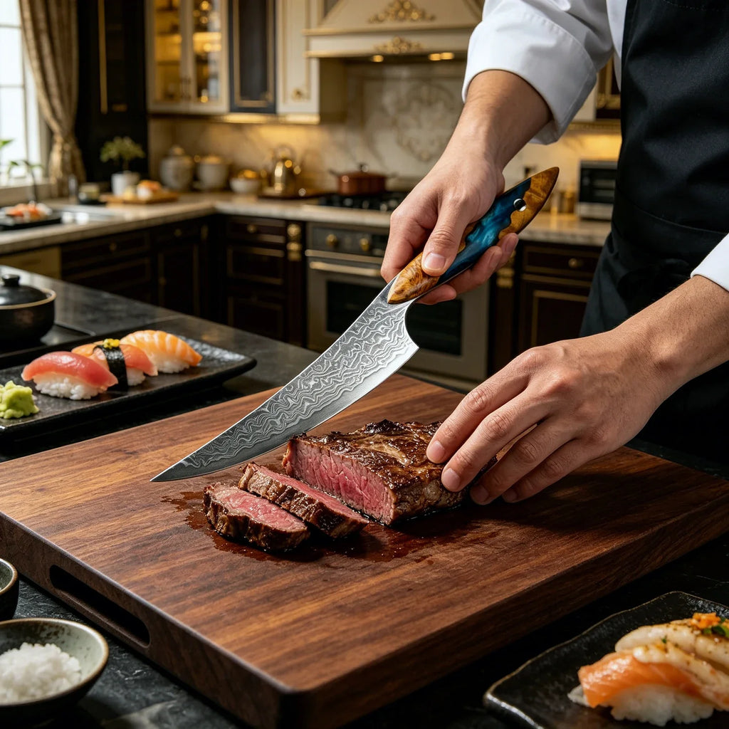 XITUO Damascus Steel Steak Knives Set 1–4 | Full Tang Handle