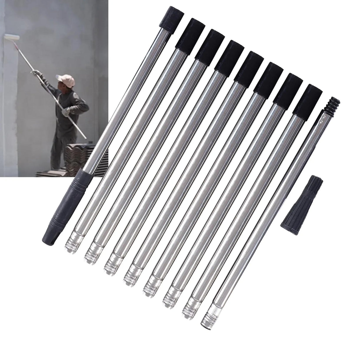 13.1FT Stainless Steel Paint Roller Extension Pole – 10 Sections