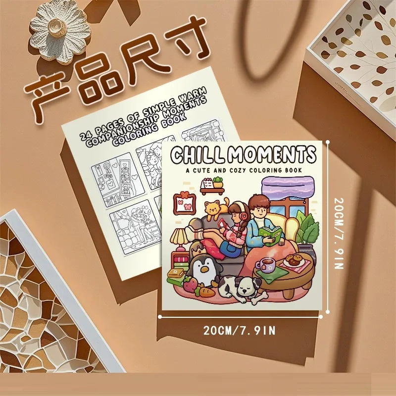 CHILL MOMENTS Coloring Book Adults Featuring Cute Cozy Daily