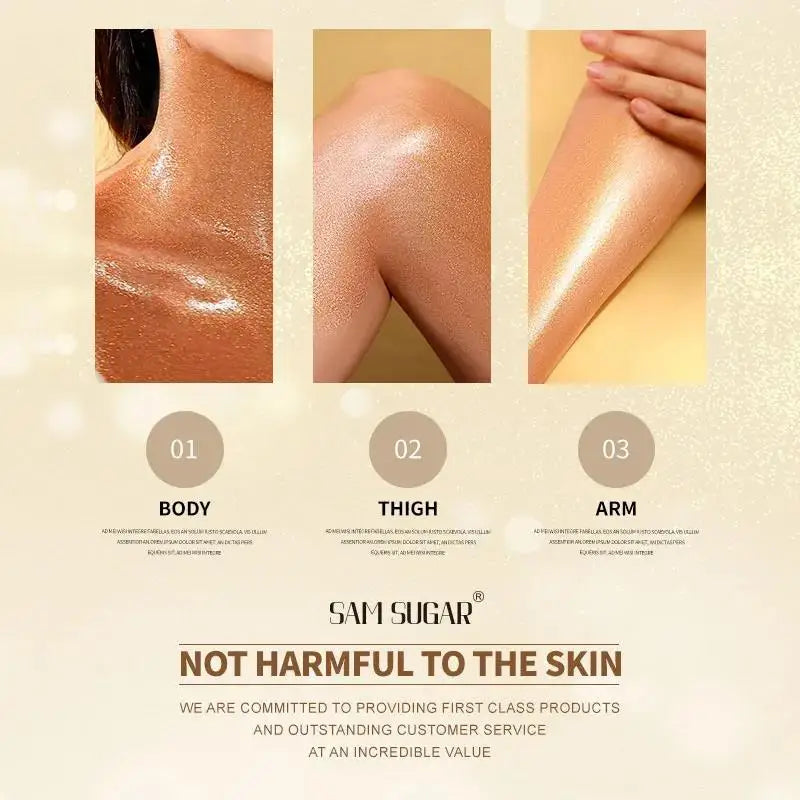 SAM SUGAR Pearl Rose Gold Shimmer Body Oil & Face Highlighter
