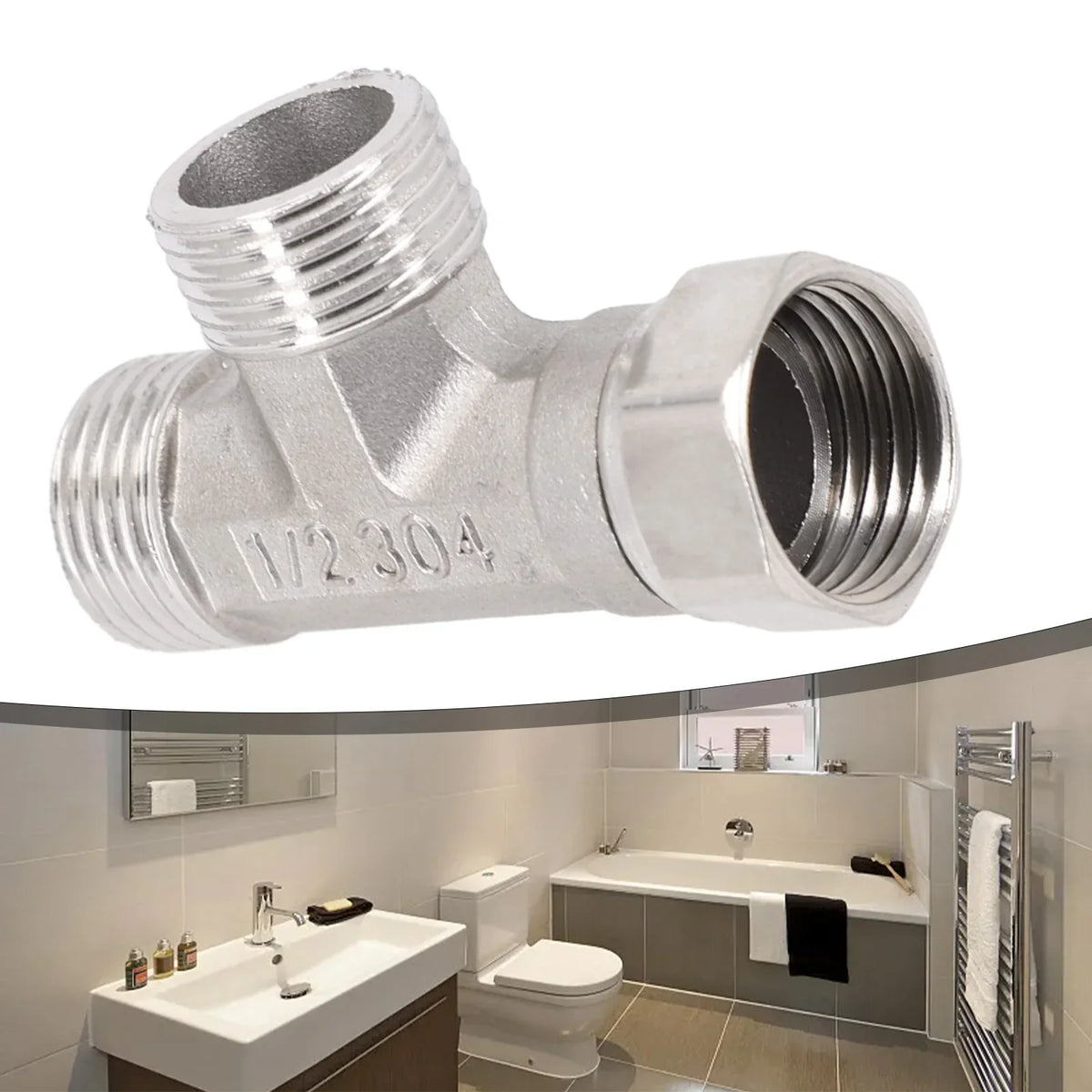 G1 2 T-adapter 3 Ways Valve Toilet Diverter Stainless Steel Bidet