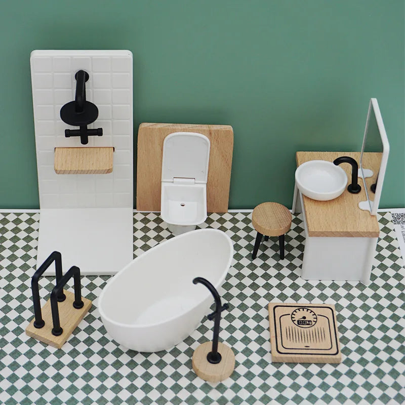 1 12 Dollhouse Simulation Bathroom Toy White Wash Basin Toilet Model