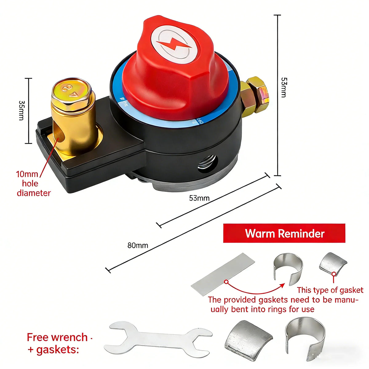 Car Battery Cut Off Switch 12V/24V Disconnect Circuit Breaker