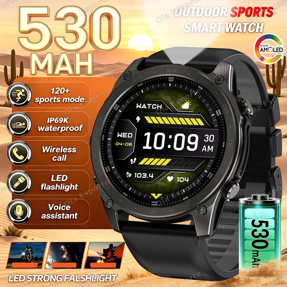 HW12 Military Smart Watch | AMOLED, Bluetooth Call, 530mAh