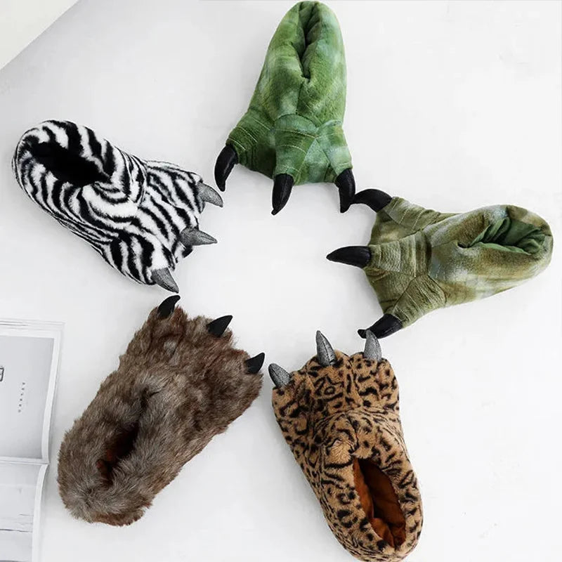 Green Lizard Claw Slippers – Unisex Novelty Furry Animal Slides