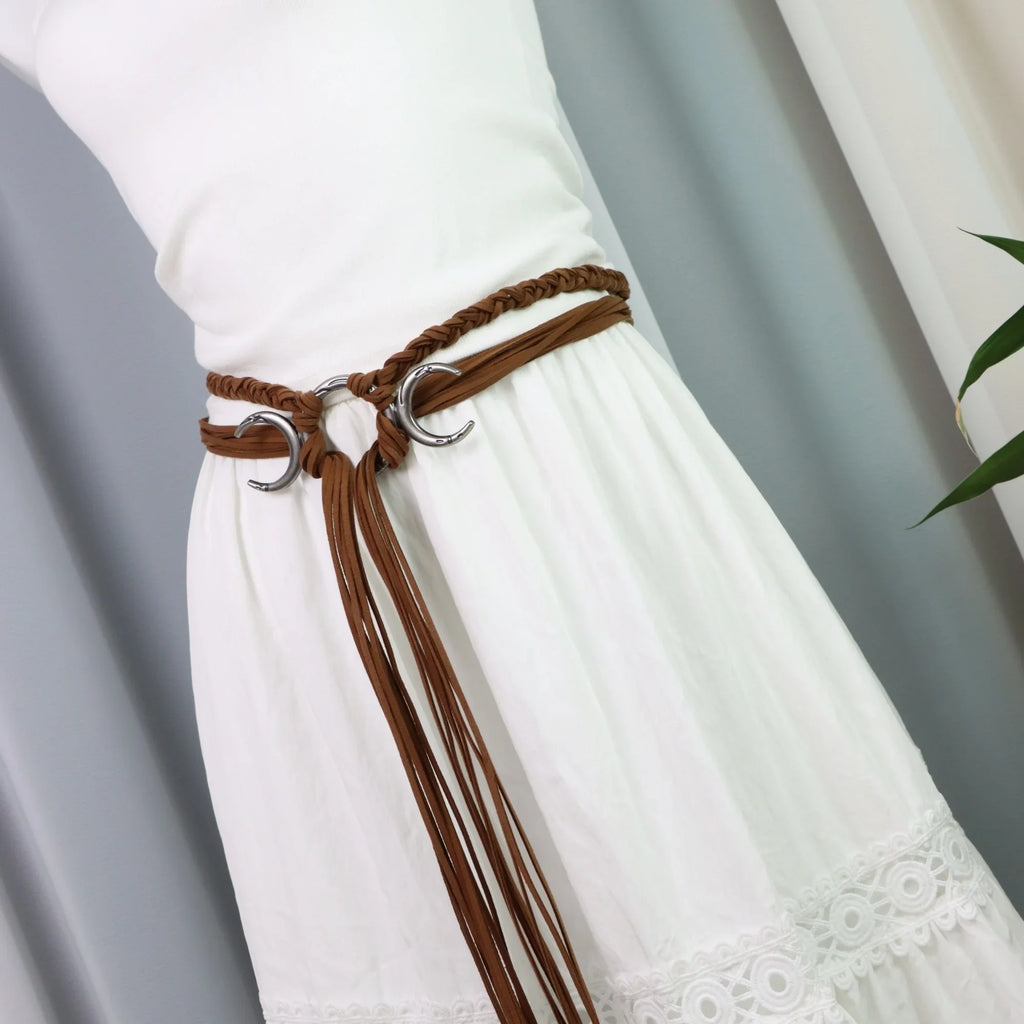 Women's Renaissance Medieval Tassel Long Rope Waistband Witch