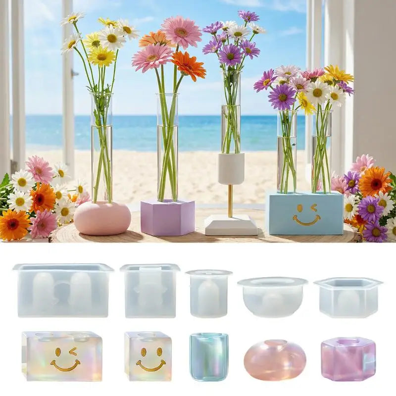 Flower Test Tube Holder Silicone Molds DIY Handmade Vase Tray Epoxy