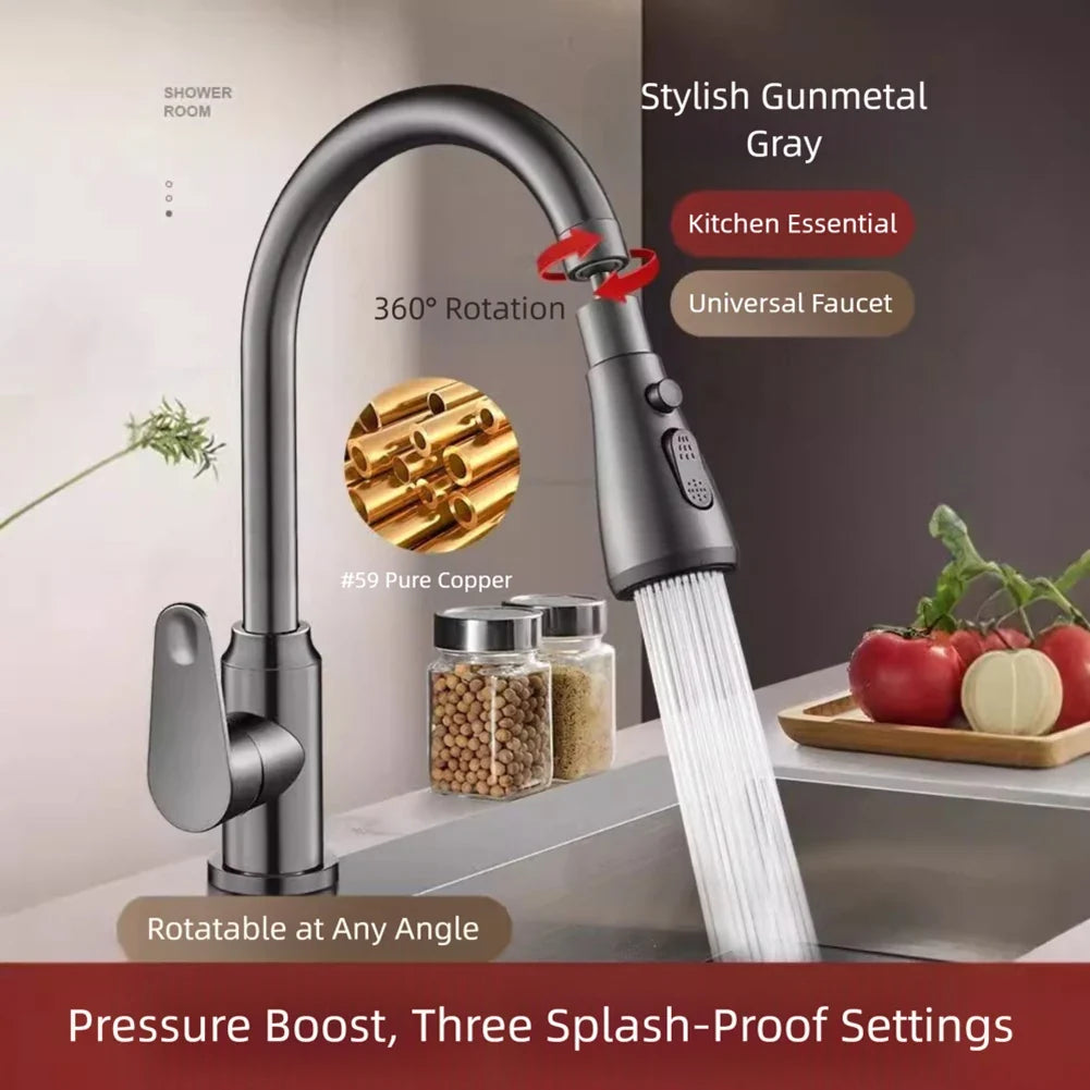 360° Kitchen Faucet Spray Head – 3-Mode Tap Extender