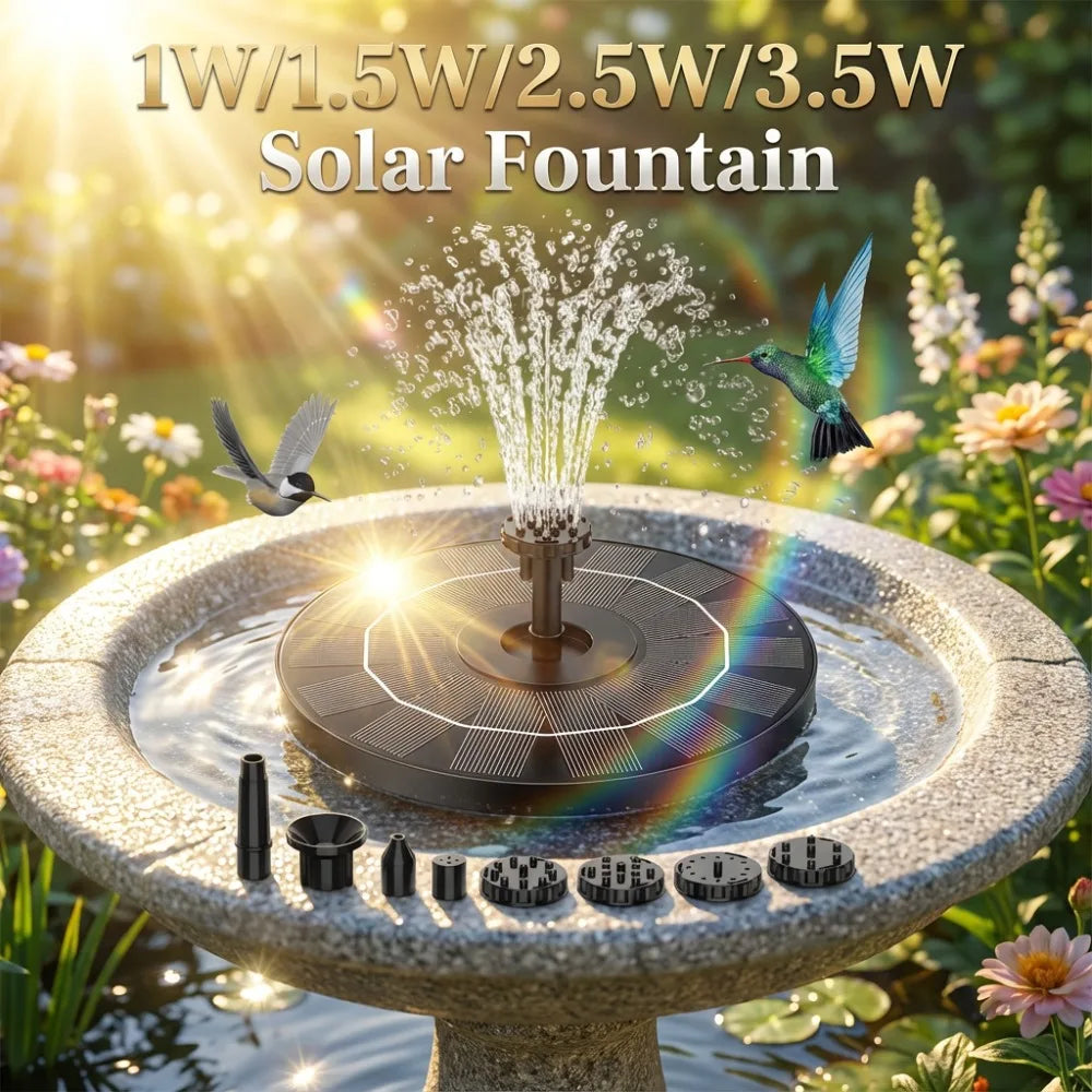 3.5W Solar Bird Bath Fountain Pump – 6 Nozzles | Garden Pond