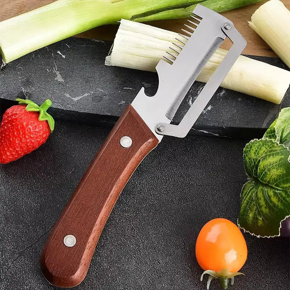 3-in-1 Vegetable Peeler | Stainless Steel & Wood Handle