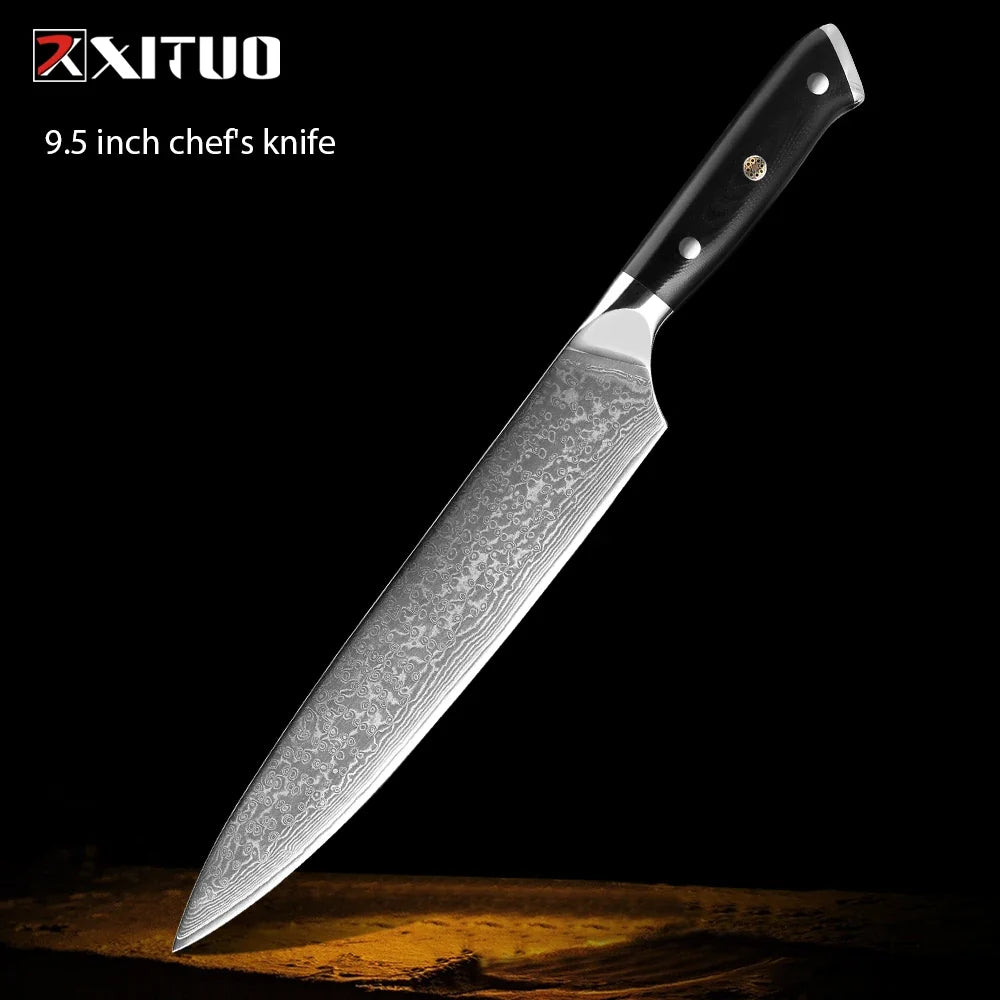 Damascus Steel Chef Knife Set 1–9 PCS | G10 Handle