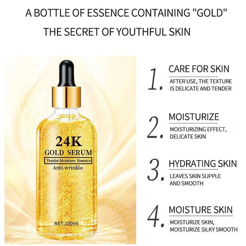 24K Gold Hyaluronic Acid Serum – Brightening & Hydrating 100ml
