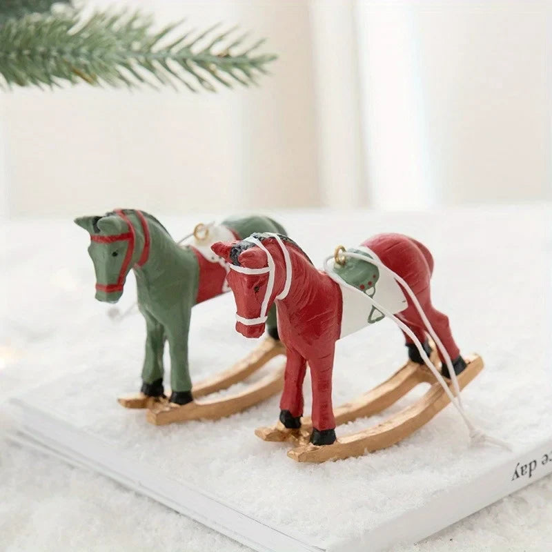 3D Rocking Horse Christmas Ornament – Retro Tree Decoration
