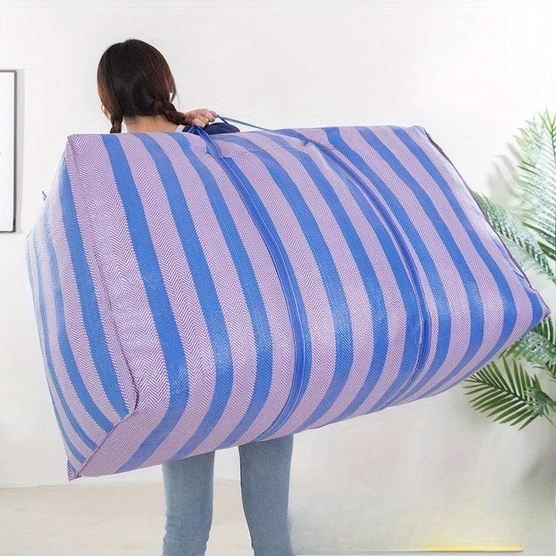 Large-capacity Car Travel Storage Bag Quilt Thickened Blue White