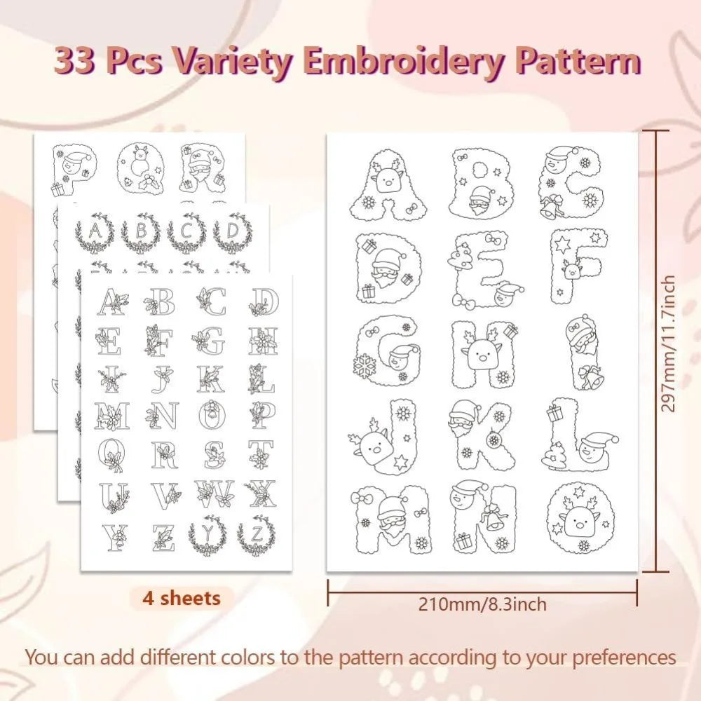 Water Soluble Embroidery Patterns – 80 Christmas Designs, 4 Sheets