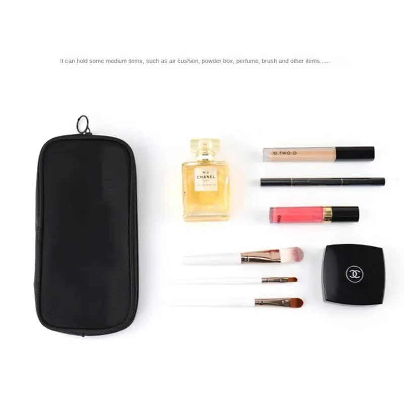 Mesh Transparent Makeup Bag | Clear Travel Cosmetic Organizer