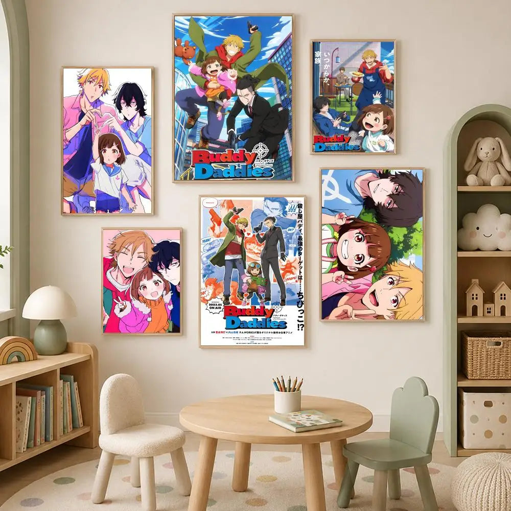 Buddy Daddies Anime Poster – Self-Stick Waterproof Wall Art