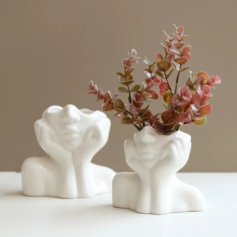 2026 Resin Vase Gold White Black Human Body Shaping Art Flower