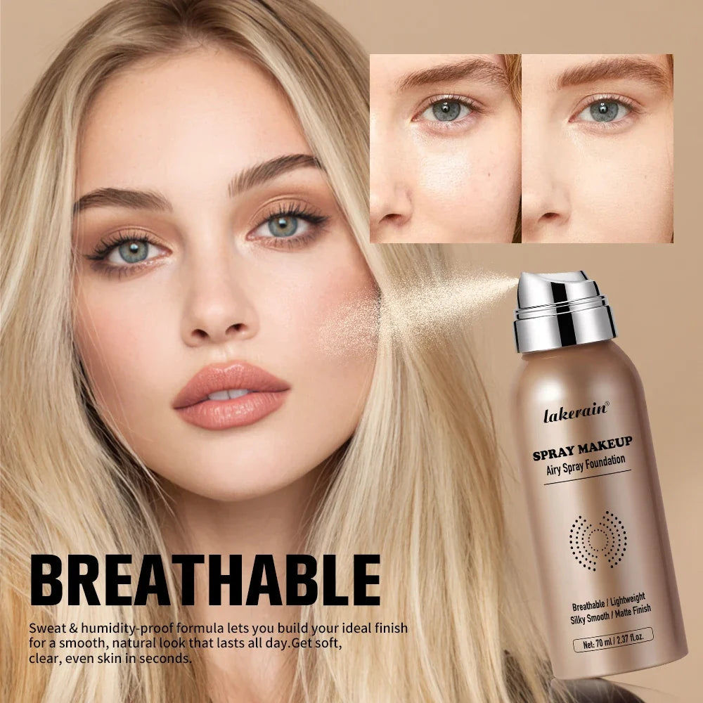 Airbrush Spray Foundation – Matte, Waterproof, Buildable Coverage