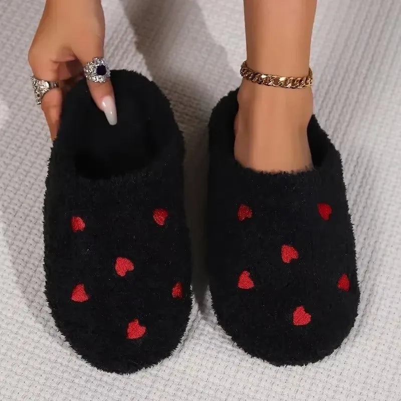 Women's Heart-Shaped Indoor Slippers – Soft Silent Winter Shoes