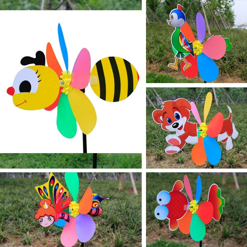 3D Colorful Animal Cartoon Windmill Toy – Kids DIY Decoration
