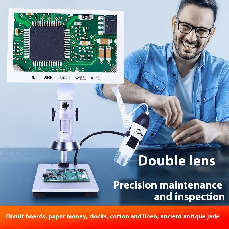 Dual Lens HD Digital Video Microscope – 500X Industrial