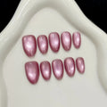 Handmade Cat's Eye Press-On Nails | Flash Glass Bead 10pcs