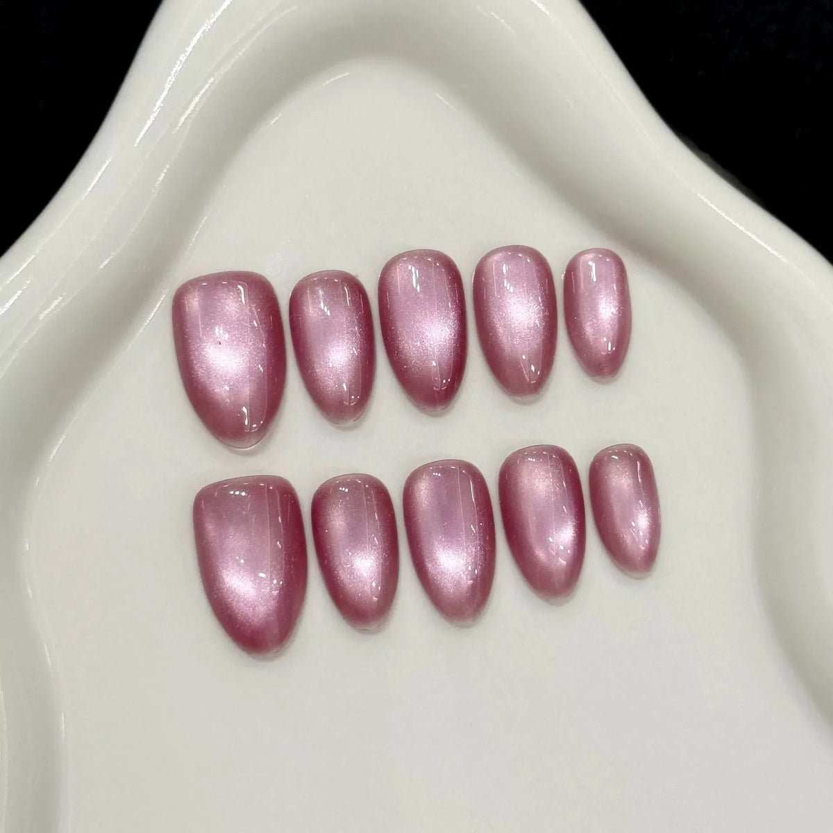 Handmade Cat's Eye Press-On Nails | Flash Glass Bead 10pcs