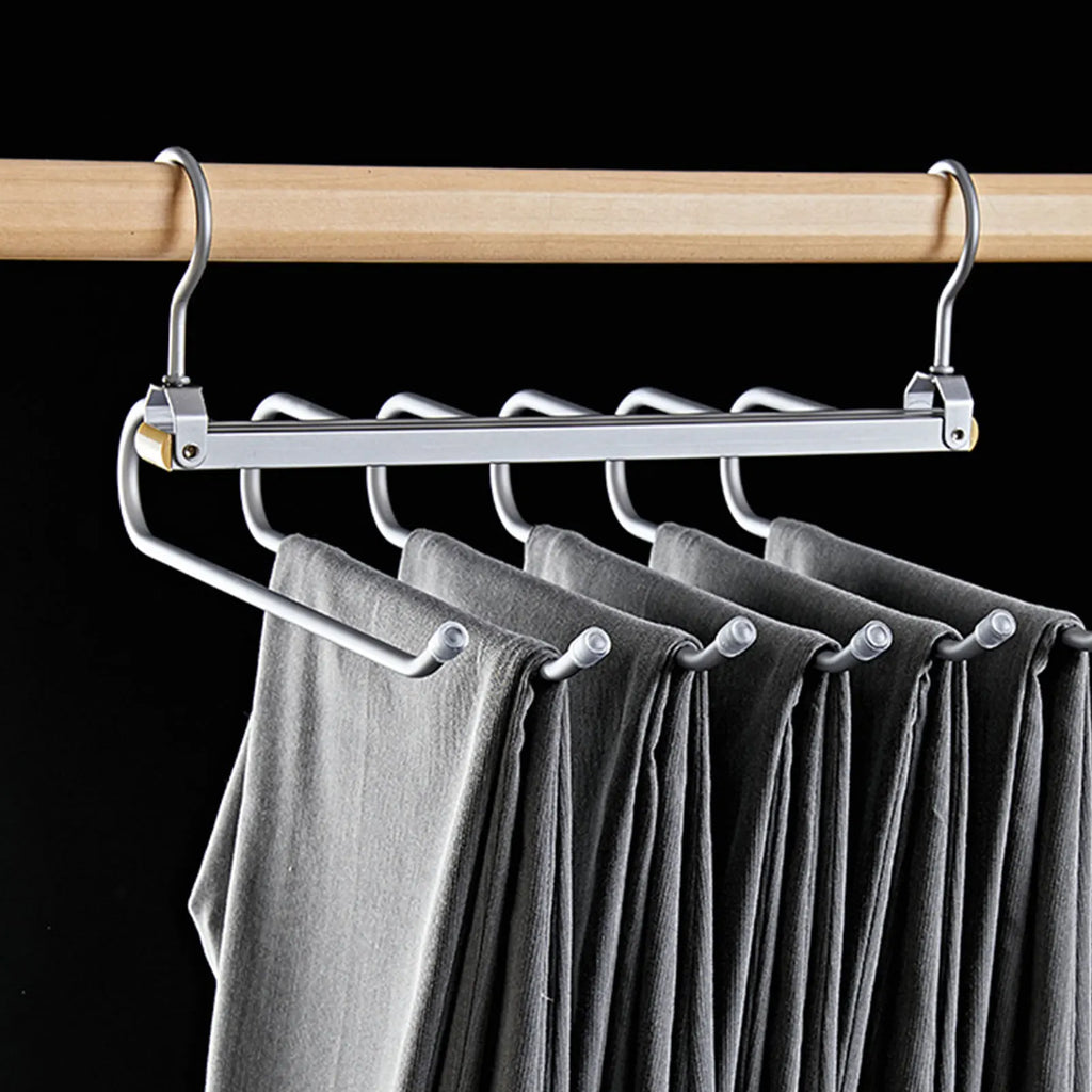6-in-1 Aluminum Alloy Pants Hanger | Space-Saving Organizer