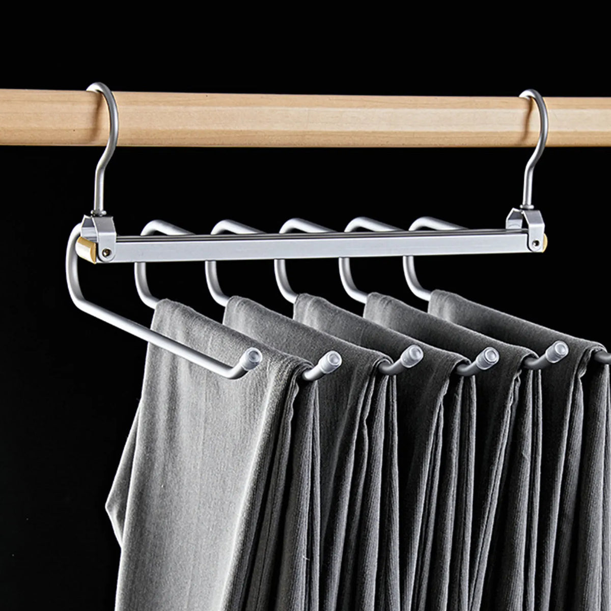 6-in-1 Aluminum Alloy Pants Hanger | Space-Saving Organizer
