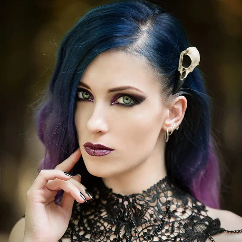 Goth Skeleton Crow Hair Clip | Halloween Party Hair Accessory