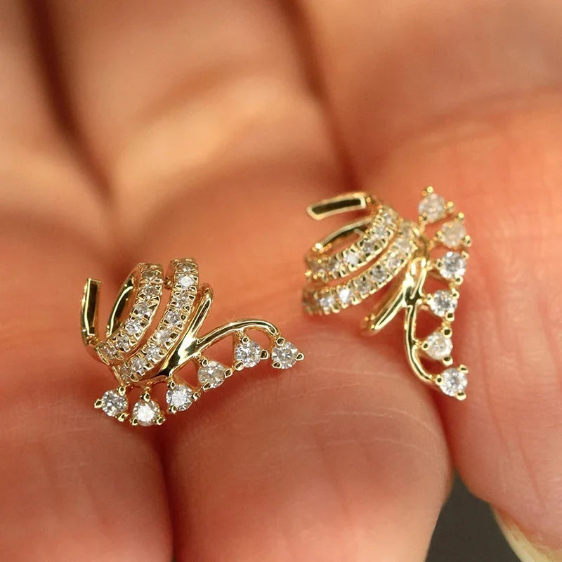 Huitan Spiral Cubic Zirconia Stud Earrings for Women