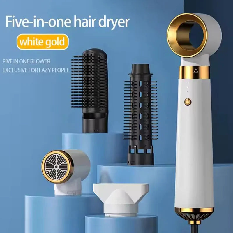 HOMEFISH 5-in-1 Hair Dryer, Curling Iron & Hot Air Comb Set