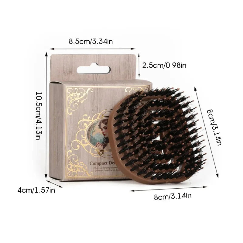 Portable Boar Bristle Hairbrush | Hollow Ventilated All Hair Types