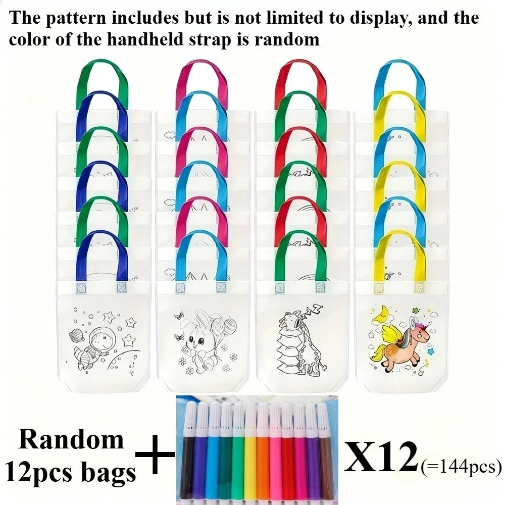 DIY Graffiti Gift Bags – 12 Bags & 144 Coloring Markers Set