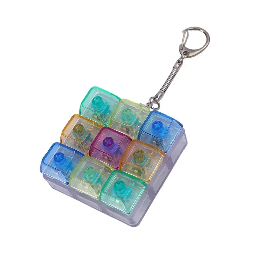 Fidget Keyboard Keychain – 9 Mechanical Keys & LED Light