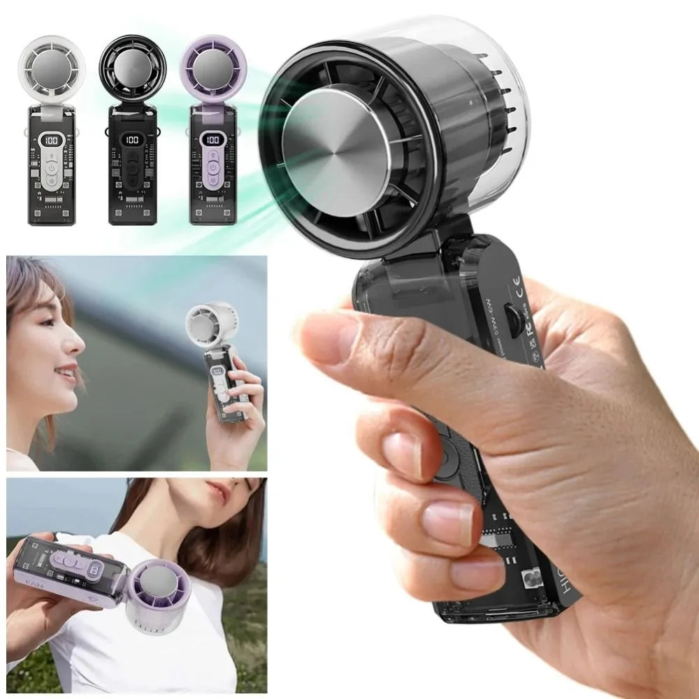Foldable Mini Handheld Fan – 100 Speeds, 3600mAh, LED Display