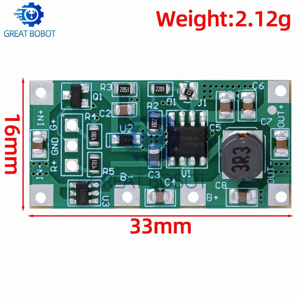 DC 5V–12V Step-Up Booster Module for 18650 Lithium Battery UPS