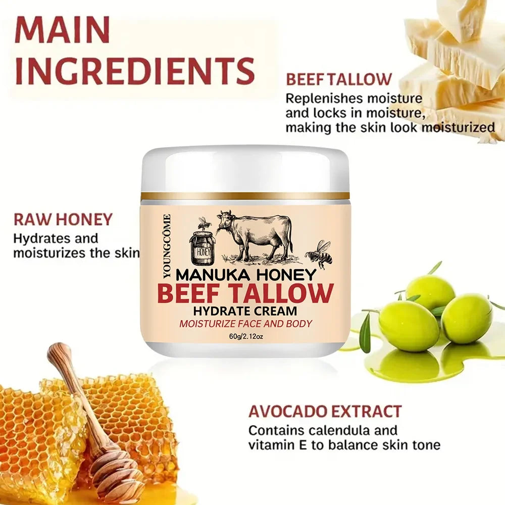 YOUNGCOME Beef Tallow Honey Balm – Face & Body Moisturizer