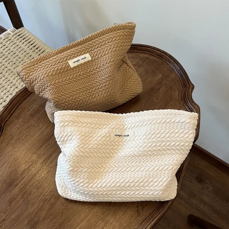 Portable Handwoven Cotton Makeup Bag Artistic Crochet Cosmetic Pouch