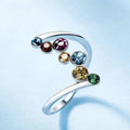 Huitan Colorful CZ Women's Ring – Silver-Tone Fashion Jewelry