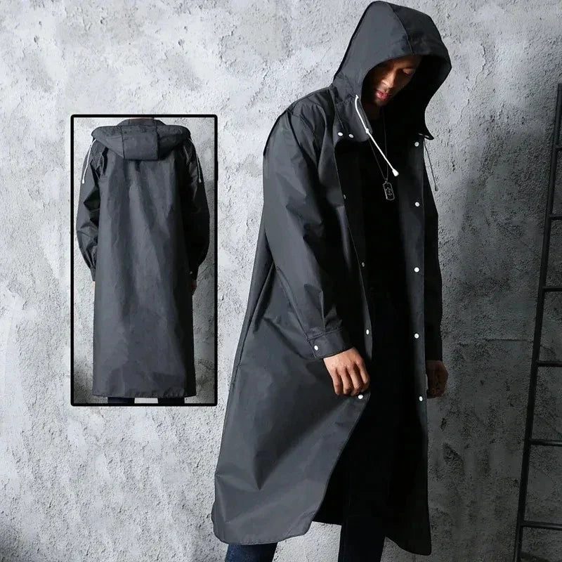 Waterproof Hooded Long Raincoat | Unisex Outdoor Rain Jacket