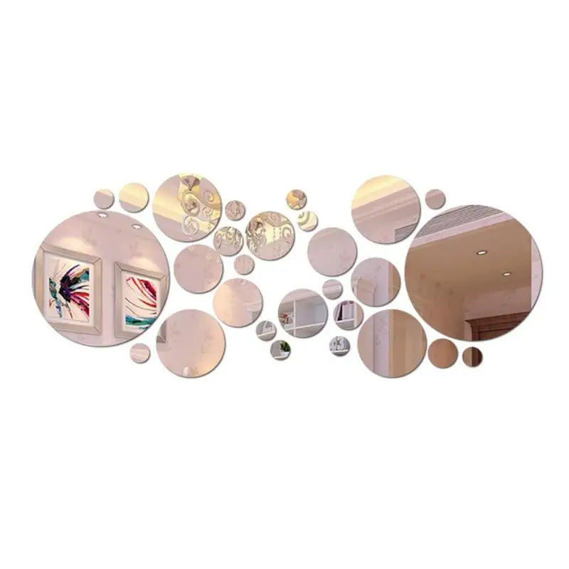 26Pcs 3D Round Acrylic Mirror Wall Stickers | Home Décor