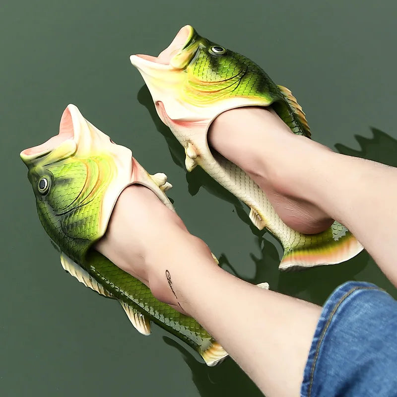 Lorilury Fish Slippers – Novelty Animal Flip Flops, Plus Size