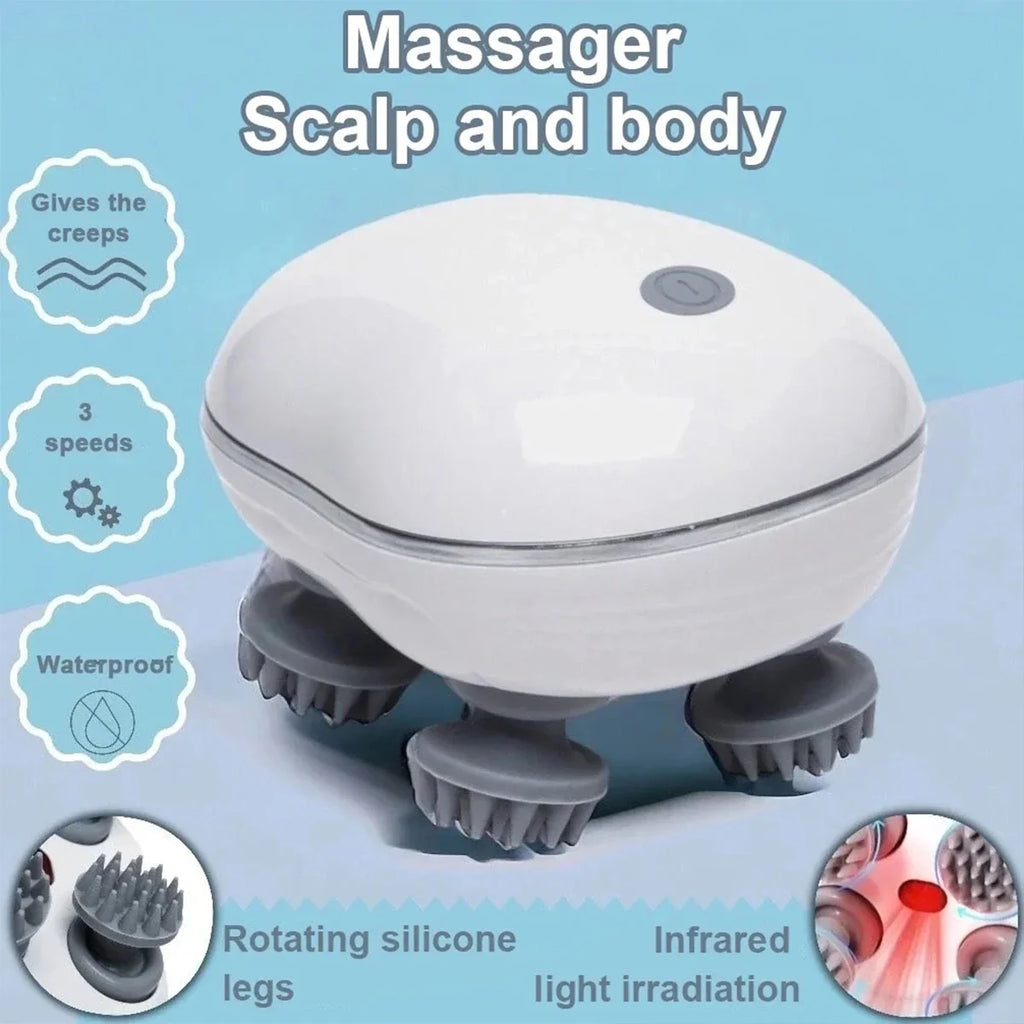 Electric Scalp Massager – Red Light, Adjustable Speed & Silicone