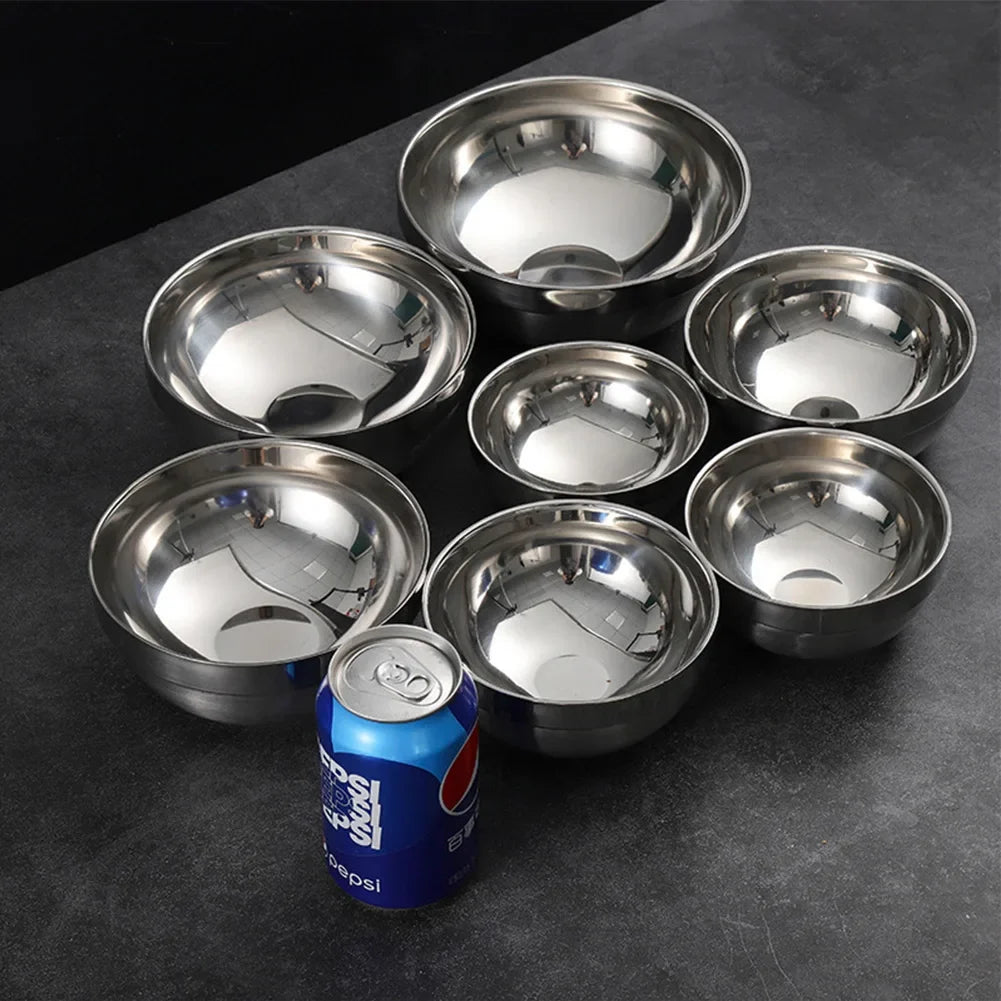 Stainless Steel Bowl Double Layer Thickening Family Kitchens Outdoor