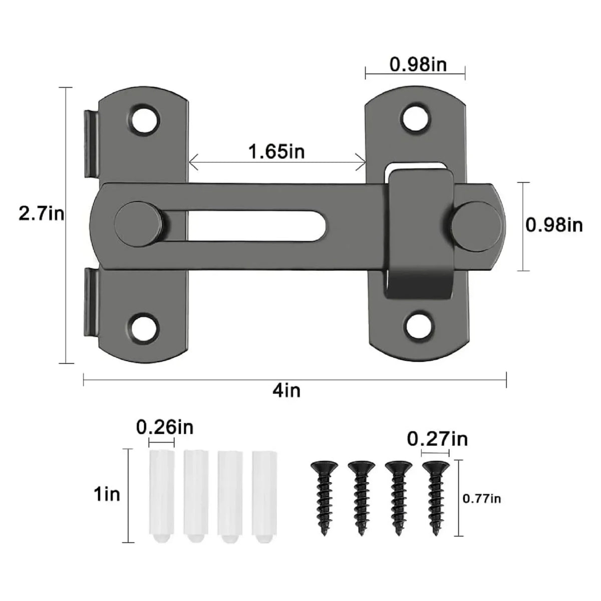 Black Stainless Steel Sliding Bolt Lock | Barn & Cage Door
