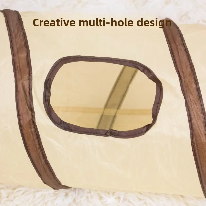 Foldable Cat Play Tunnel | Striped Interactive Kitten Toy