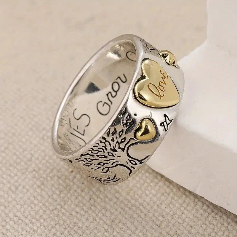 Huitan Two-Tone Heart Ring – Women's Statement Fashion Ring